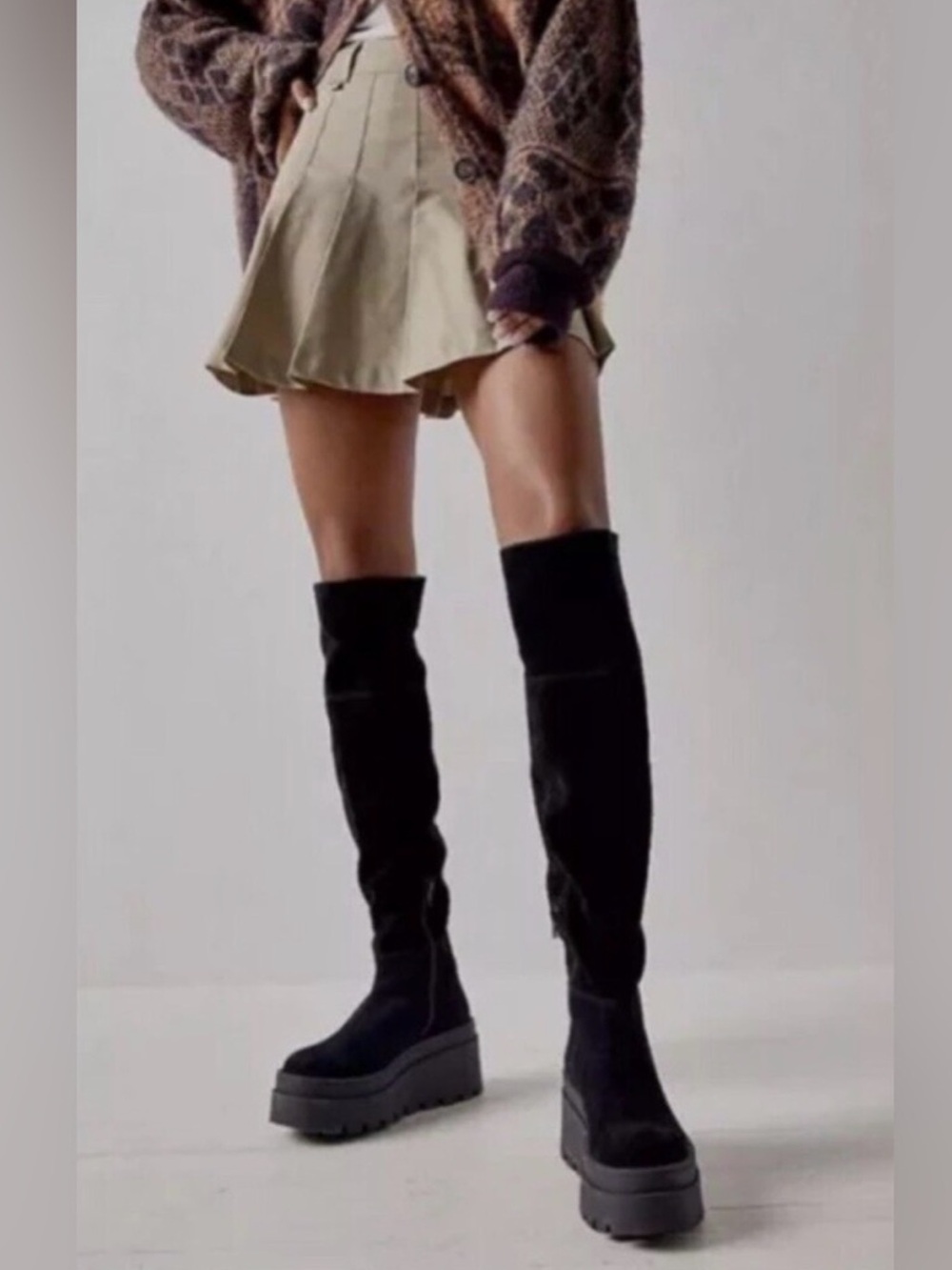 Free People London Calling Wedge Over the Knee Boots / Black size 37
